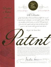 US Patent certificate